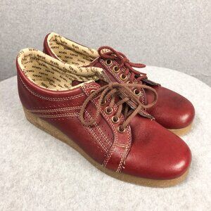 Scats Red Leather Wedge Shoes Size 7.5